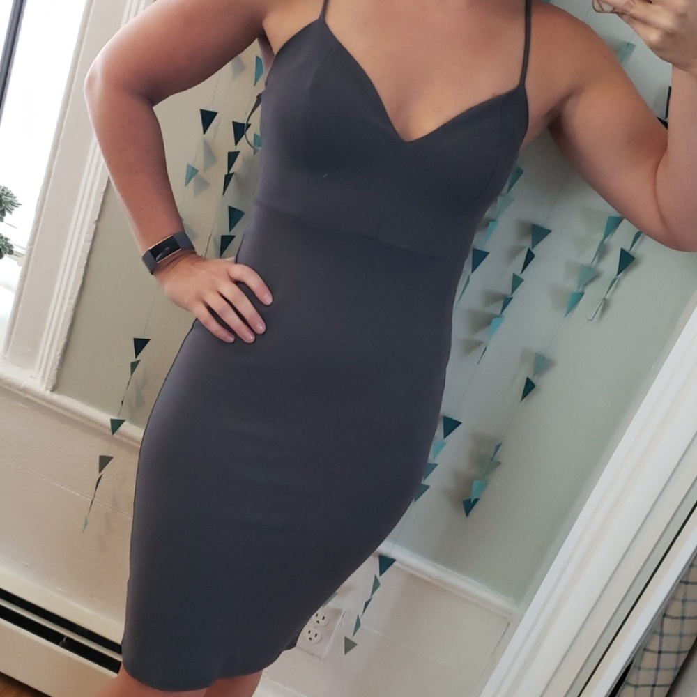 bodycon gray spaghetti strap dress